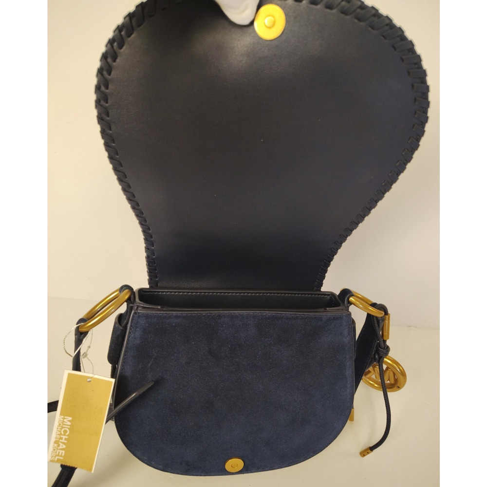 Michael Kors Josie Medium Whipstitched Suede Saddle Bag-Dress Blues/Navy-NWT - Picture 8 of 15